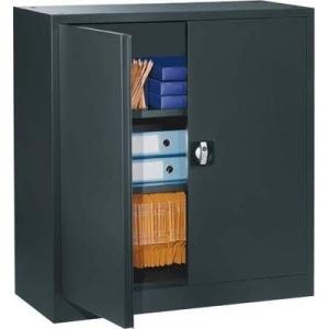 Armoire monobloc Burodial 100x92 - porte battante - équipée de tablettes pour dossiers suspendus_0