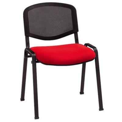 Chaise de réunion & visiteur First - Rouge, dossier en maille filet Noir - Pieds noir - lot de 4_0