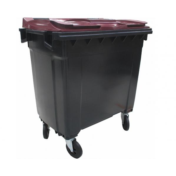 Conteneur poubelle bicolore - 770 litres Gris / Rouge Grenat (RAL 3000)_0