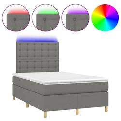Décoshop26 - Lit LED avec sommier, tête de lit réglable et matelas 120x200 cm en tissu gris foncé - TDL0208398_0