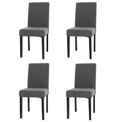 Décoshop26 - Lot de 4 chaises de salle à manger dossier haut en tissu velours côtelé gris foncé pieds foncés 04_0007522 - gris 3000262170463_0