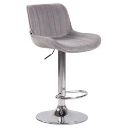 Décoshop26 - Tabouret de bar chaise haute x1 en velours gris coutures verticales support en métal chromé 10_0005107 - gris 3000252464954_0