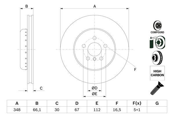 Disque de frein Bosch 0986479F57 - avant - ventilé - conditionnement boîte de 1 disque_0