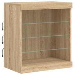 Helloshop26 - Buffet bahut commode armoire meuble de rangement organisateur cuisine salle de séjour salon avec lumières LED sonoma 02_0029965 - 3000_0
