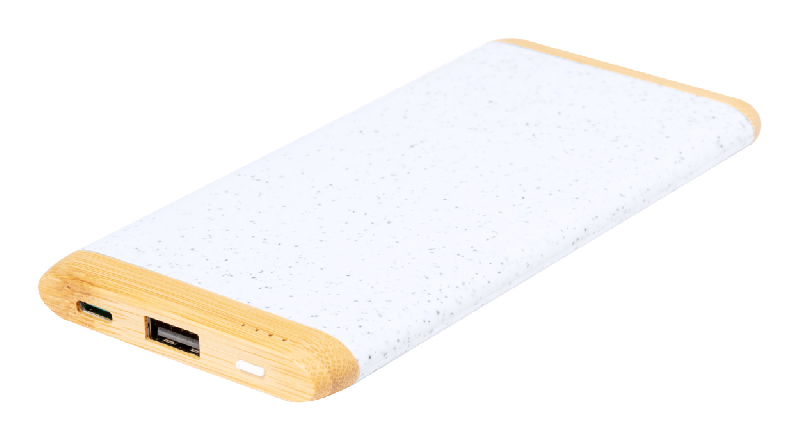 Power Bank USB - bambou et plastique de paille de blé écologique - 5000 mAh - ports USB et USB-C_0