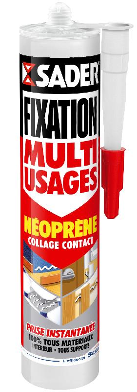 SADER fixation multiusage - Colle néoprène mastic - Prise immédiate tous matériaux - 310ml blanc_0