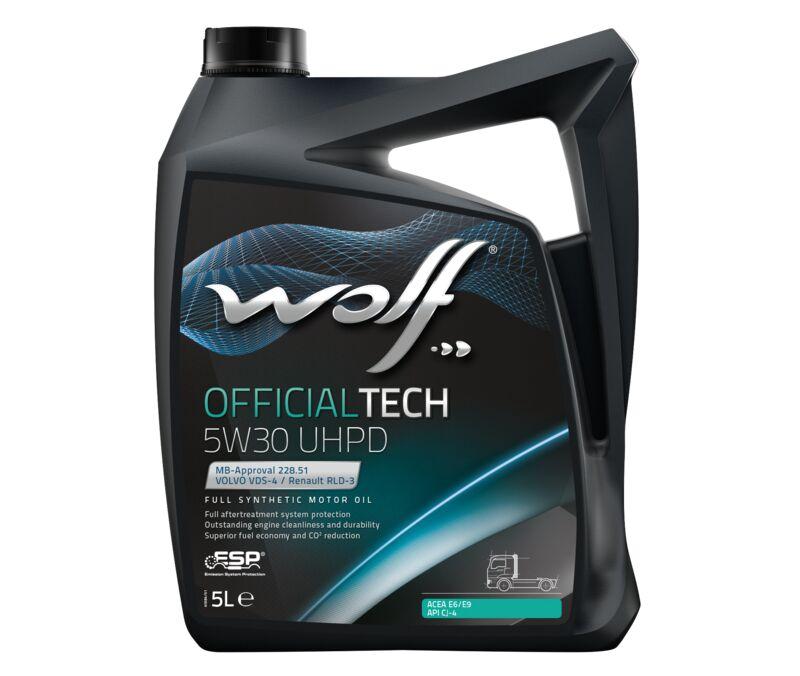 WOLF - Huile moteur OfficialTech 5W30 UHPD - 5L - Lubrifiant synthétique haute performance pour moteurs Euro V et VI_0