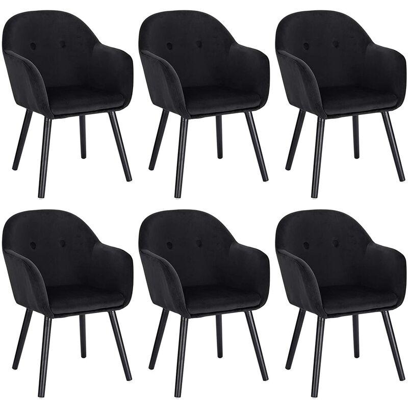 WOLTU - LOT DE 6 CHAISES DE CUISINE. CHAISES DE SALLE À MANGER.CHAISES DE  RELAX EN VELOURS ET BOIS MASSIF.NOIR Comparer les prix de WOLTU - LOT DE 6  CHAISES DE CUISINE.