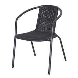 Aro Fauteuil de terrasse empilable, acier/plastique, aspect rotin, gris foncé - gris plastique 4337255712454_0