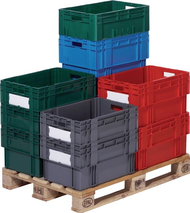 Bac gerbable-emboîtable PP rouge L600xl400xH210 mm LA-KA-PE_0