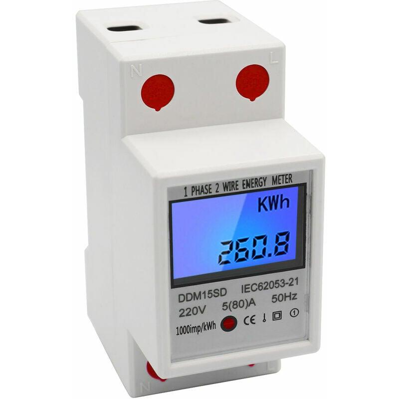 Compteur électrique monophasé 5-80 A 230v 50hz Compteur d'énergie électrique  numérique