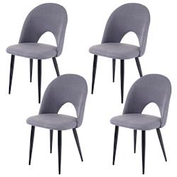 Décoshop26 - 4x chaises de salle à manger cuisine, tissu / textile gris foncé pieds en métal 04_0000579 - gris 3000041632694_0