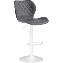 Décoshop26 - Tabouret de bar x1 avec coutures décoratives en forme de losanges en PVC gris et métal blanc 10_0004652 - blanc 3000252216140_0