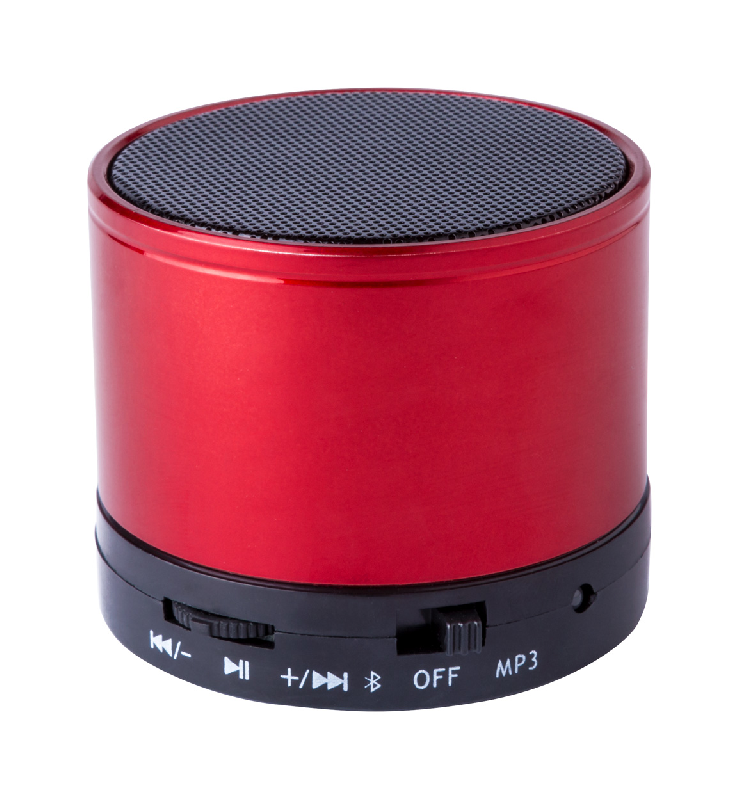 Enceinte Bluetooth - boîtier métallique - fonction main-libre, radio et MP3 - couleur rouge - pile rechargeable_0