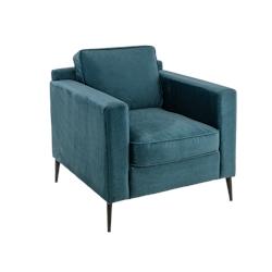 Fauteuil Arthur bleu pétrol, 83 x 49 x 84 cm, france mobilier chr - bleu textile 3760326525492_0