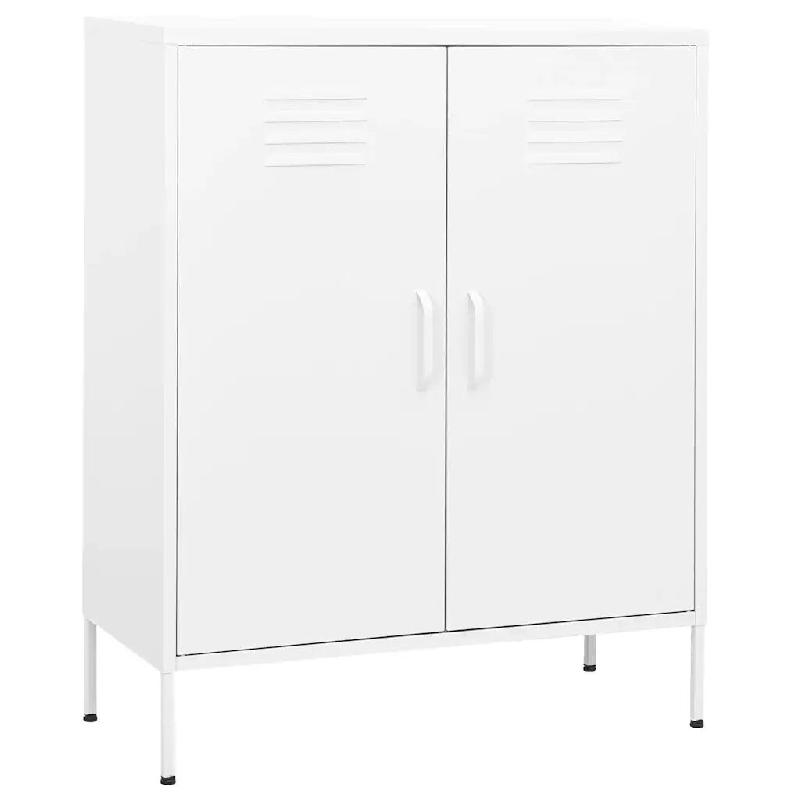 Helloshop26 - Armoire de rangement design pratique 80 x 35 x 101,5 cm avec étagères réglables en acier blanc 02_0046861 - blanc acier 3000234466891_0