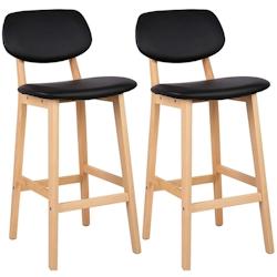 Helloshop26 - Tabourets de bar en synthétique avec structure en bois set de 2 pièces noir 19_0000449 - 3000242568983_0
