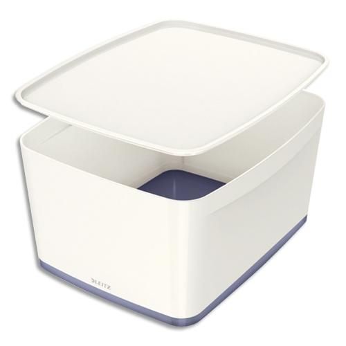 Leitz boîte mybox medium avec couvercle en abs. Coloris blanc fond gris_0