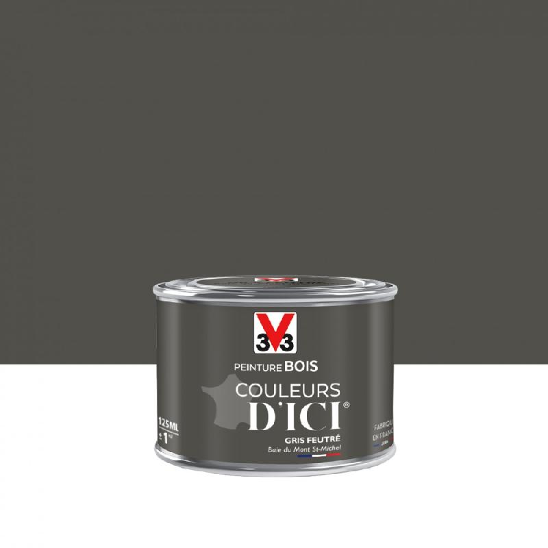 Peinture bois extérieur et intérieur Couleurs d'ici® V33 - gris feutré velours - 0.125 L - ultra-couvrante et résistante 10 ans_0