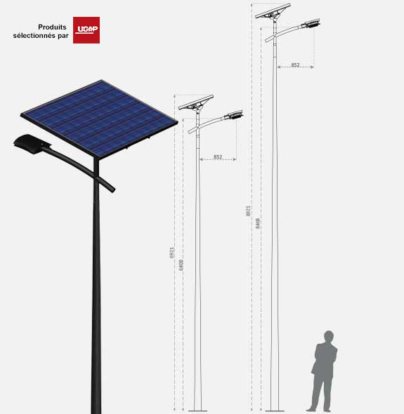 Lampadaire solaire idéale pour l'éclairage public - Puissance du luminaire 60 W/80 W 180 lm/W- Smartlight 6.1 - 8.1 - Fonroche Eclairage_0