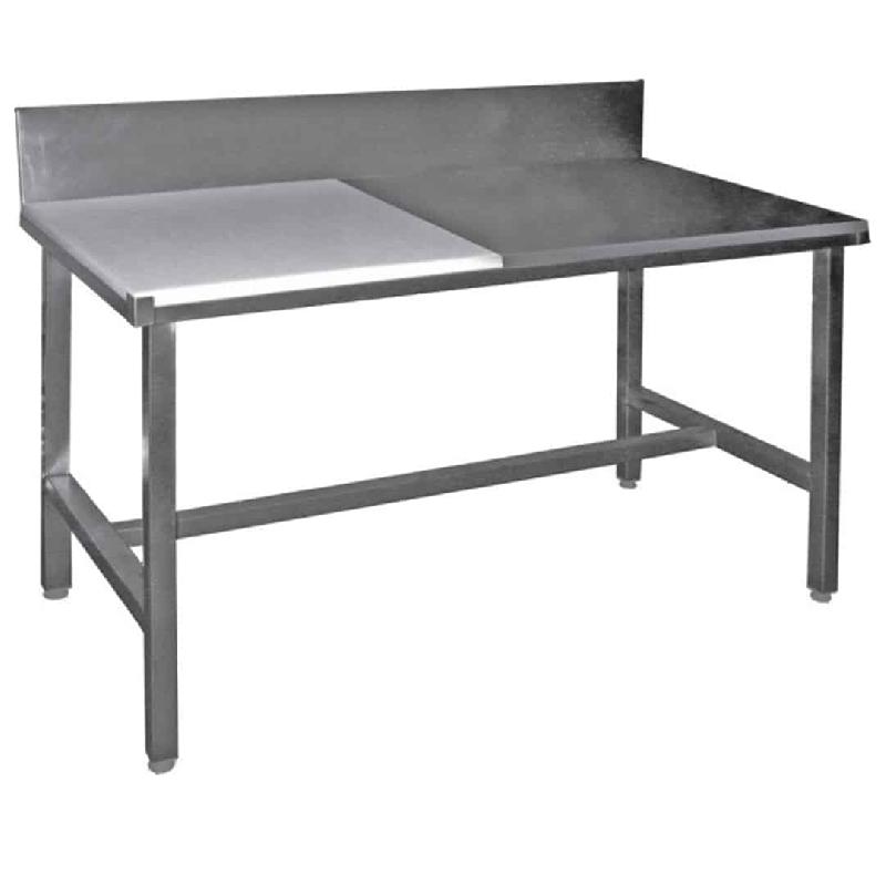 Table de découpe professionnelle, mixte côte à côte adossée, en inox AISI 304, P 600 mm (Longueur, mm: 1400 - Réf TABCAC146-1)_0