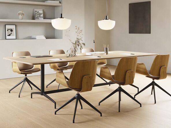 Table de réunion Carma - pour 6 à 10 personnes - personnalisable - bois mélaminé 19 mm - structure design en acier_0