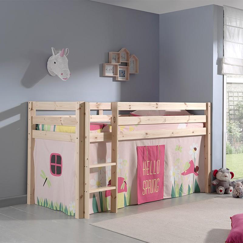Tente textile pour lit Pino Spring rose - Paris Prix - Adaptable collection Lit Enfant Pino 90x200cm_0