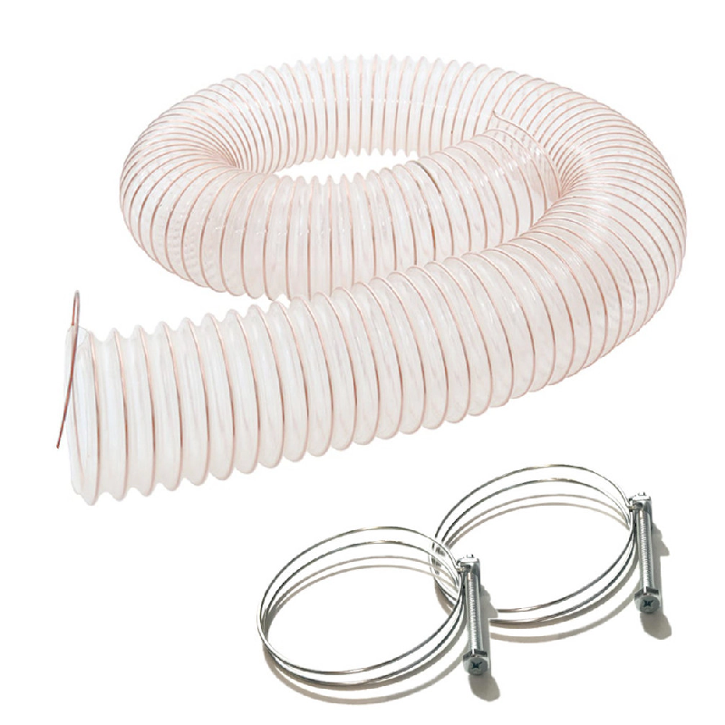5M Tuyau Flexible Aspiration Poussières Copeaux Bois PU Acier Cuivré D. 100mm + 2 Colliers Serrage - Diamwood - gris 3664100164412_0