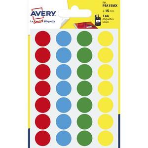 Avery - Sachet de 144 pastilles autocollantes ø15 mm - Écriture manuelle - Coloris assortis - Produit éco-responsable_0