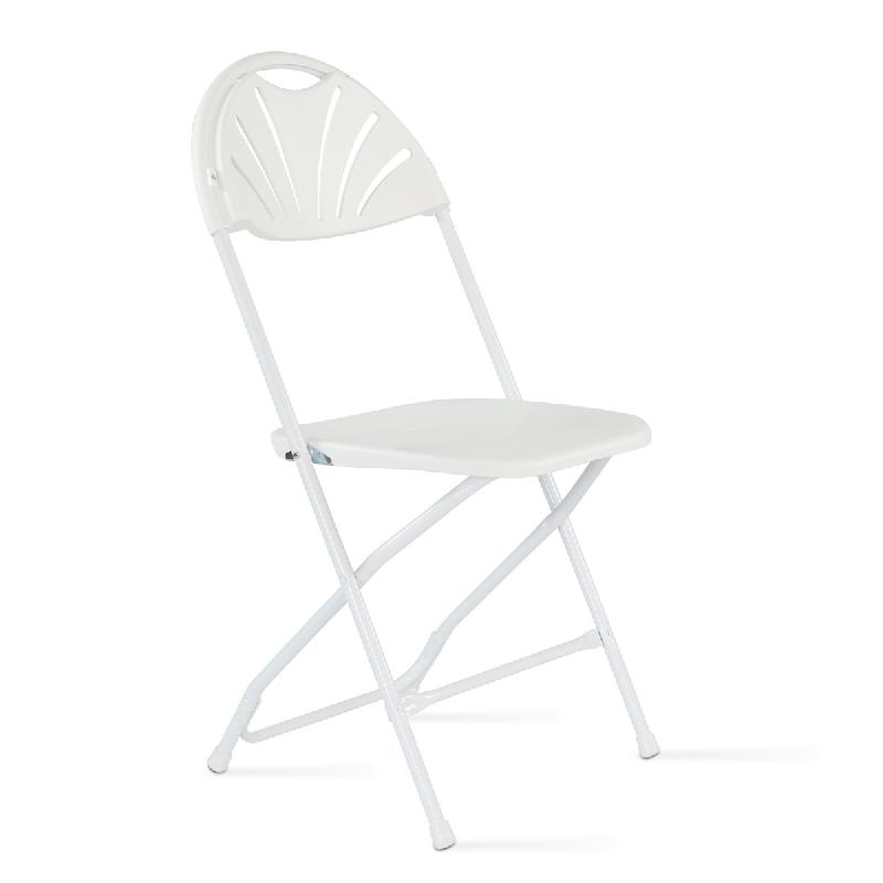 Chaise pliante blanche en plastique - structure acier et assise en résine haute densité - usage intérieur/extérieur_0