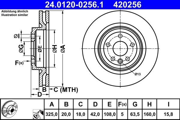 Disque de frein ATE 420256 - arrière - ventilé_0