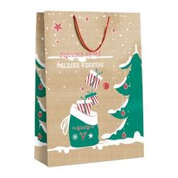 Gimex sac luxe Noël - décor ELIOT GIANT poignées cordelières - 50+18x70 cm x30 pcs - 3700481684207_0