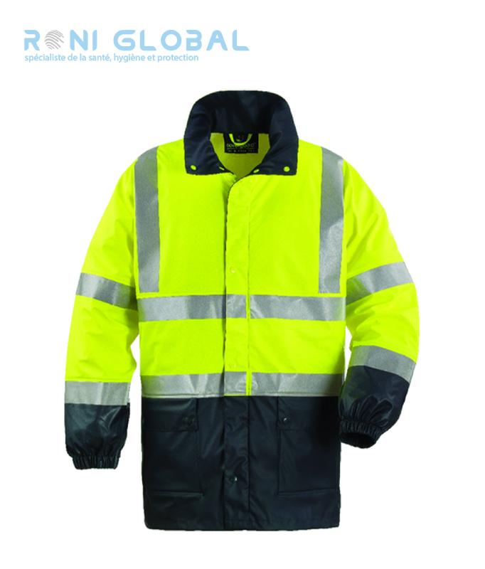 Parka de travail haute visibilité anti-pluie en polyester enduit polyuréthane Class 3 - Harbor Coverguard - Normes CE EN ISO 20471:2013 + A1:2016_0