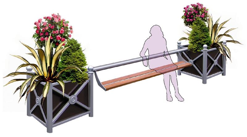 Banc public contemporain Jardibanc - tube acier 80mm et bois PEFC - fabrication française_0