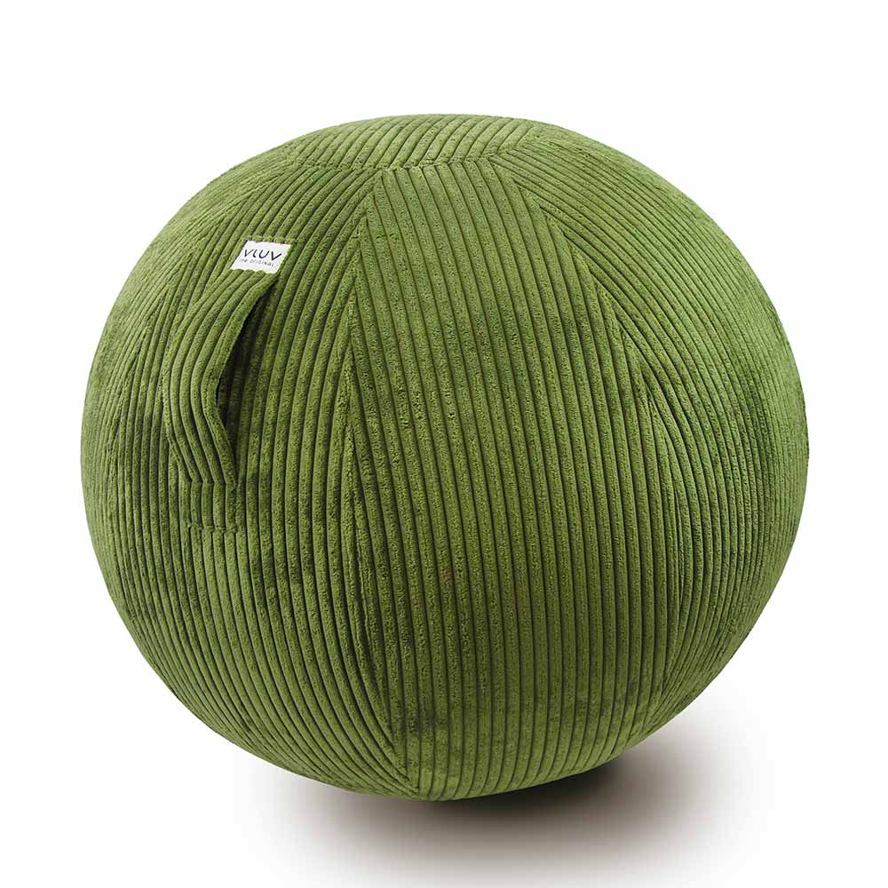 Pouf siège ballon ergonomique - VLIP - OLIVE - Housse velours côtelé - Système anti-roulement - Certifié ergonomique_0