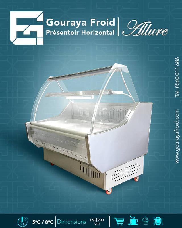 Présentoir réfrigéré standard ALLURE - Design moderne - Réfrigération statique 5°C à 8°C - Plateau inox et bac de stockage large_0
