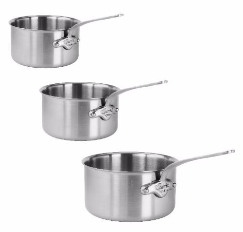 Série de 3 casseroles Mauviel M'Urban - inox satiné - diamètres 16, 18 et 20 cm - compatible induction_0