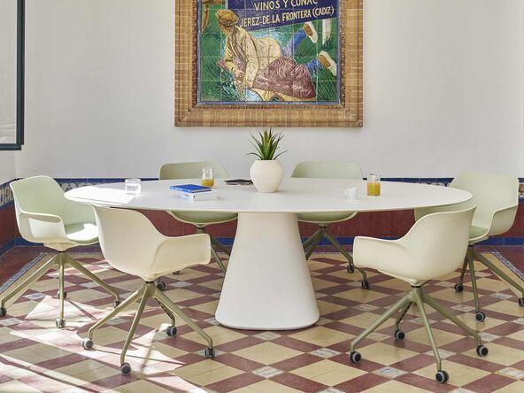 Table de réunion ovale Baelo - grand format - 240x140 cm - pour 10 personnes_0