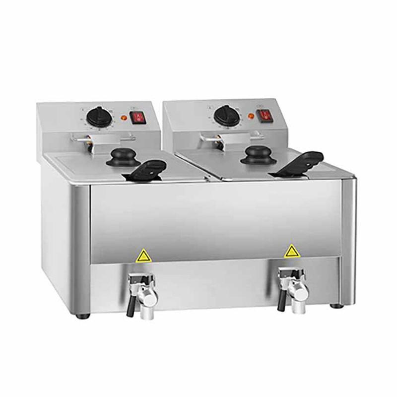 Vaiotec EASYLINE Friteuse électrique 2 cuves avec robinet de vidange 8 + 8 litres - inox 10280_0