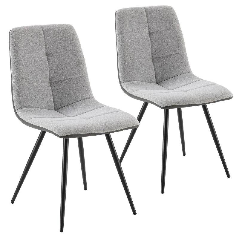 VS Venta-stock Pack de 2 chaises Praga, tissu et simili cuir Gris - gris Bois massif I23178_0