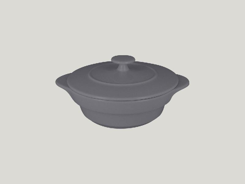 COCOTTE AVEC COUVERCLE ROND GRIS PORCELAINE Ø 16 CM CHEFS FUSION RAK