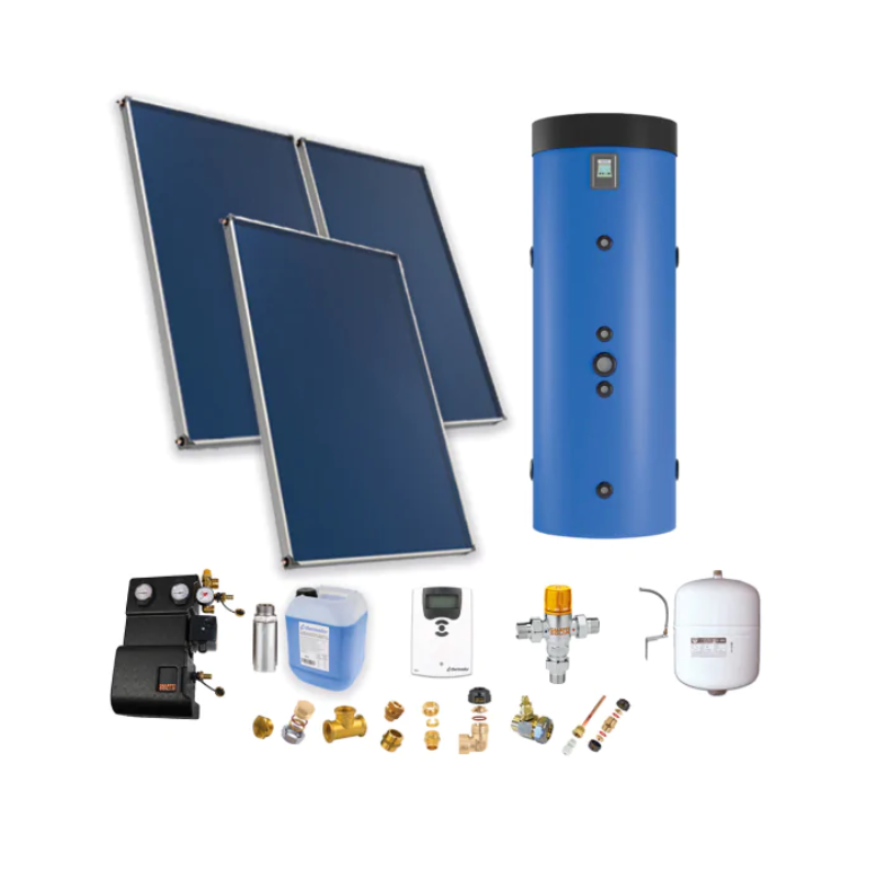 Astrea Pack E - SSC toiture plate 3 capteurs solaires, ballon combiné 400L production ECS instantanée, kit accessoires - Thermador - PSOLCHECSPBM34TP_0