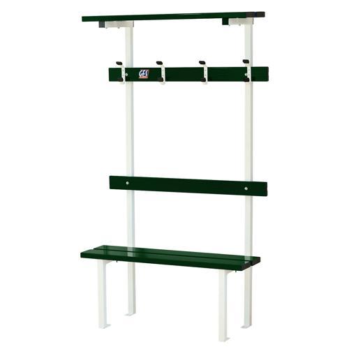 BANC VESTIAIRE SUR PIEDS AVEC PORTE PATÈRES ET PORTE SACS GES ASSISE ALU