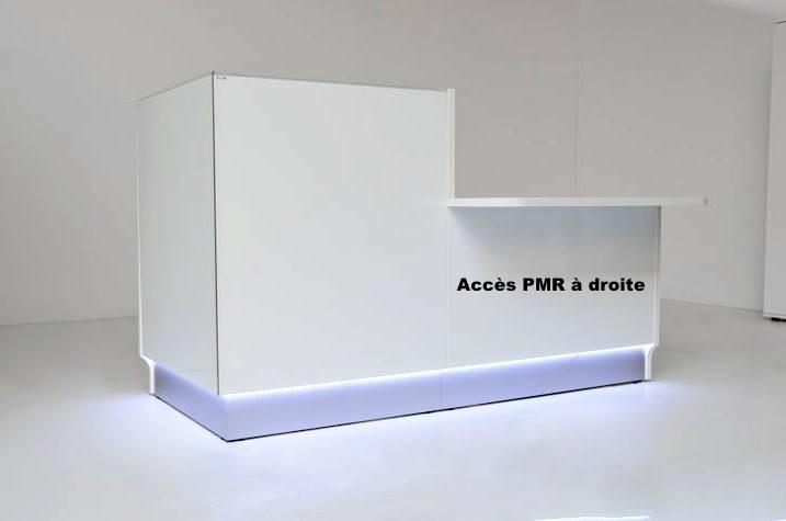 Banque d'accueil compacte Linea avec accès PMR sur le côté - MDD - 165, Droite, Blanc_1