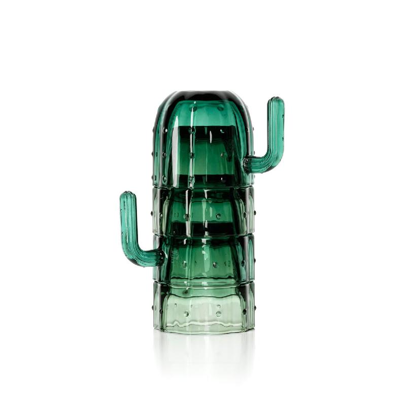 Bazar Bizar Lot de 4 verres empilables en verre 12.1x12.1x7.9 cm vert - vert verre CNSJ012Gr-SET4_0