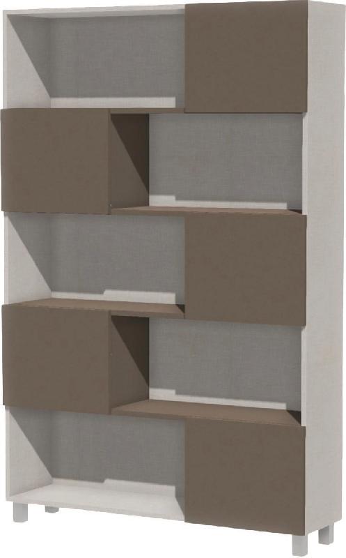 BIBLIOTHÈQUE IDENTITÉ 5 PORTES 120/185/30 CM ARGENT/BRUN - MANUTAN COLLECTIVITÉS