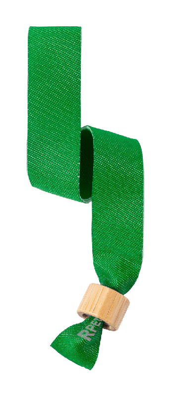 Bracelet festival en polyester RPET - serrure de sécurité en bambou - couleur vert - 2g_0