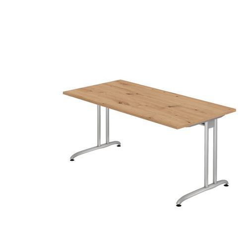 BUREAU CHÊNE NOUEUX 160CM PIÈTEMENT ALU - GAMME MIRO - HAMMERBACHER