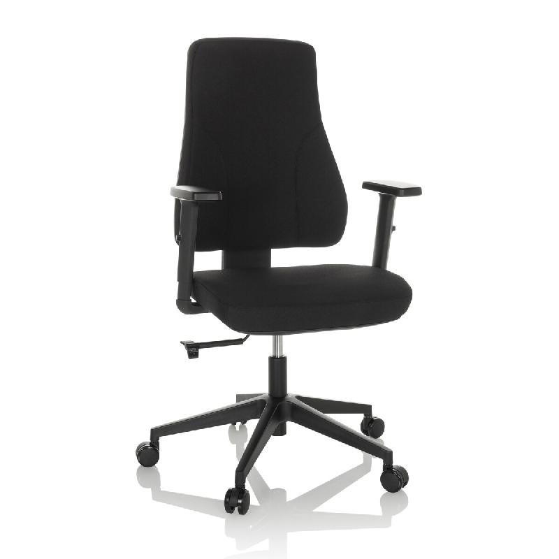Chaise de bureau / chaise pivotante MATHES tissu noir hjh OFFICE - noir polyester 810015_0