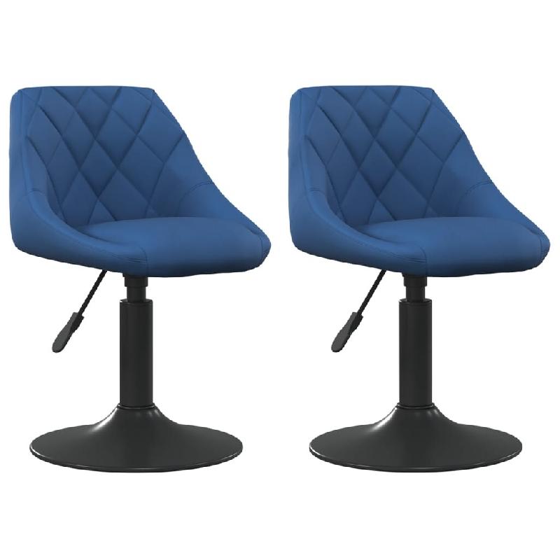 Chaises pivotantes à manger lot de 2 bleu velours Modèle Calypso Horizon - 335331_0